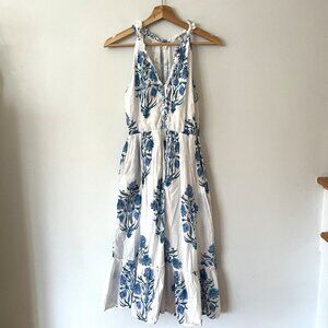 Roller Rabbit Corin Odelle White & Blue Floral Midi Dress Women’s Size Small